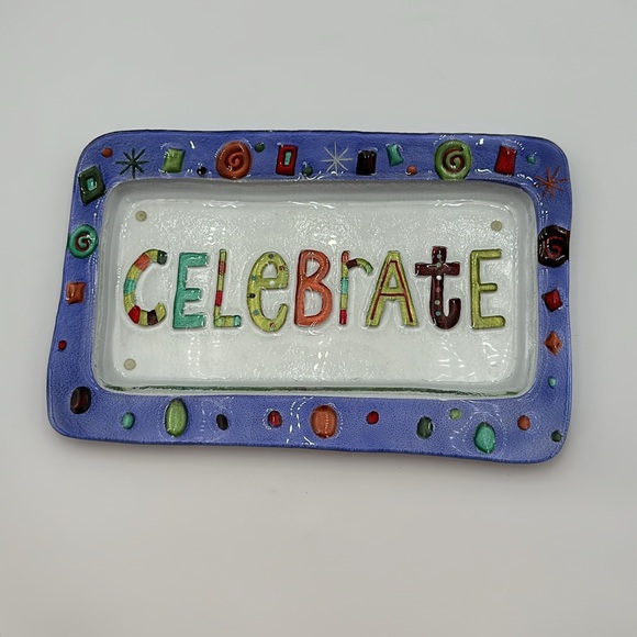 Silvestri Celebrate Platter Serving Dish by Lori Seibert Fused Glass - Picture 5 of 16
